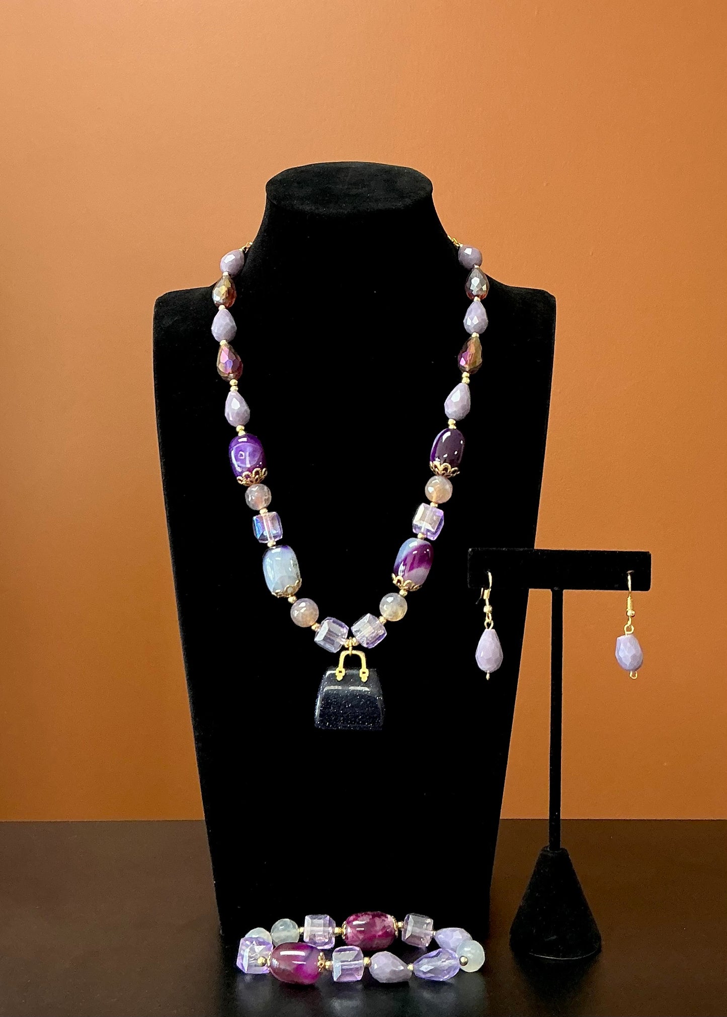 Purple Purse Necklace Set