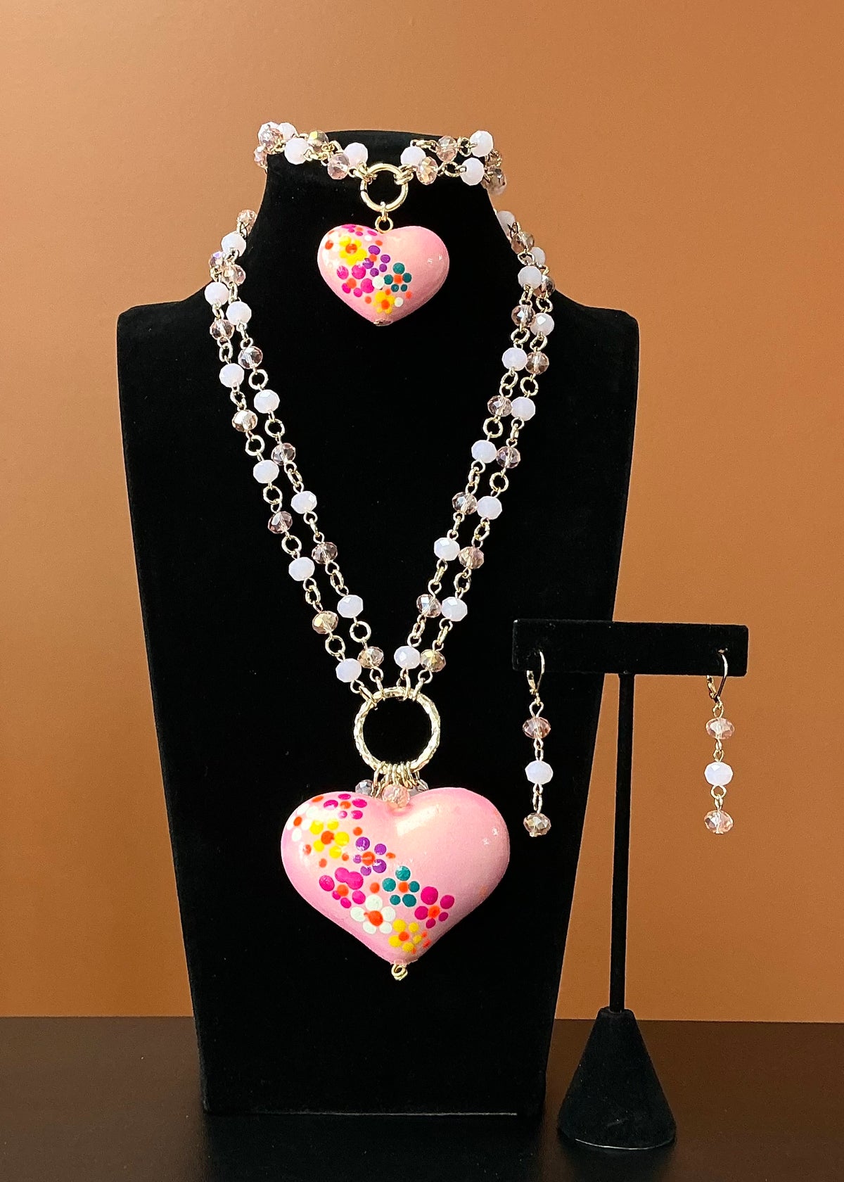 Corazón Pintado Necklace Set - Pink