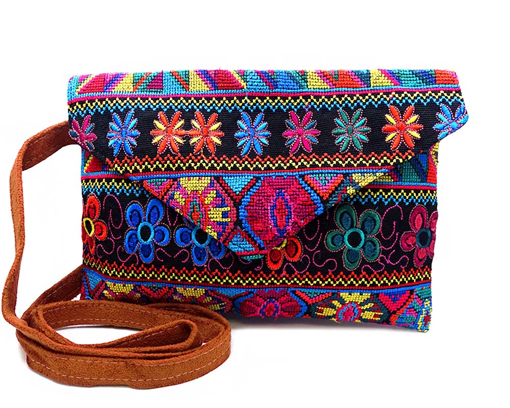 Embroidered Huipil Envelope Crossbody Bag