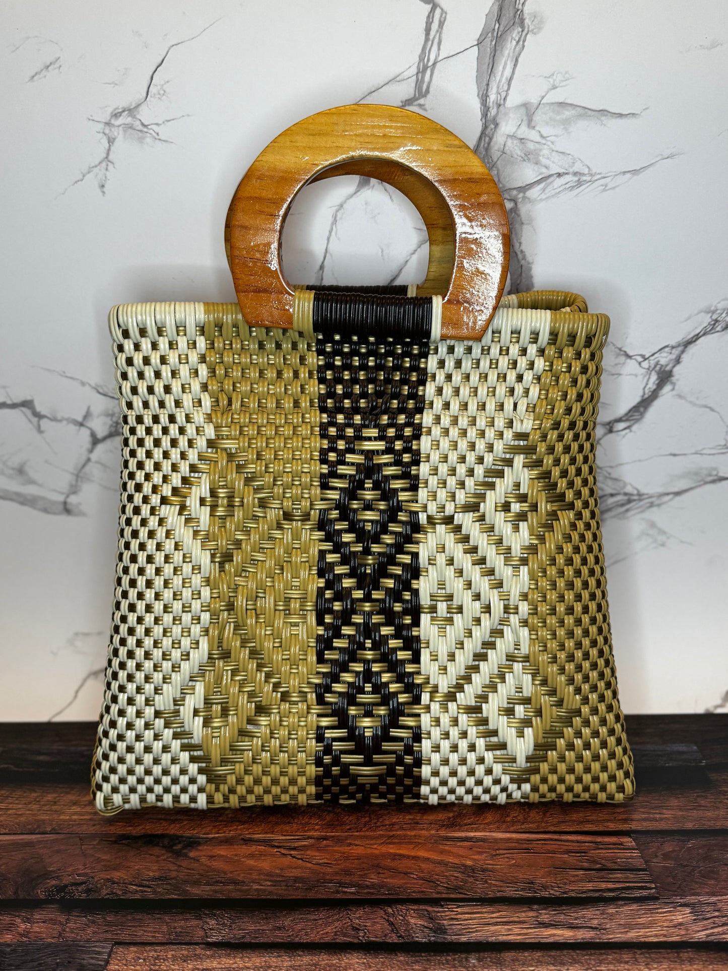Large Handwoven Plastic Tote Bag