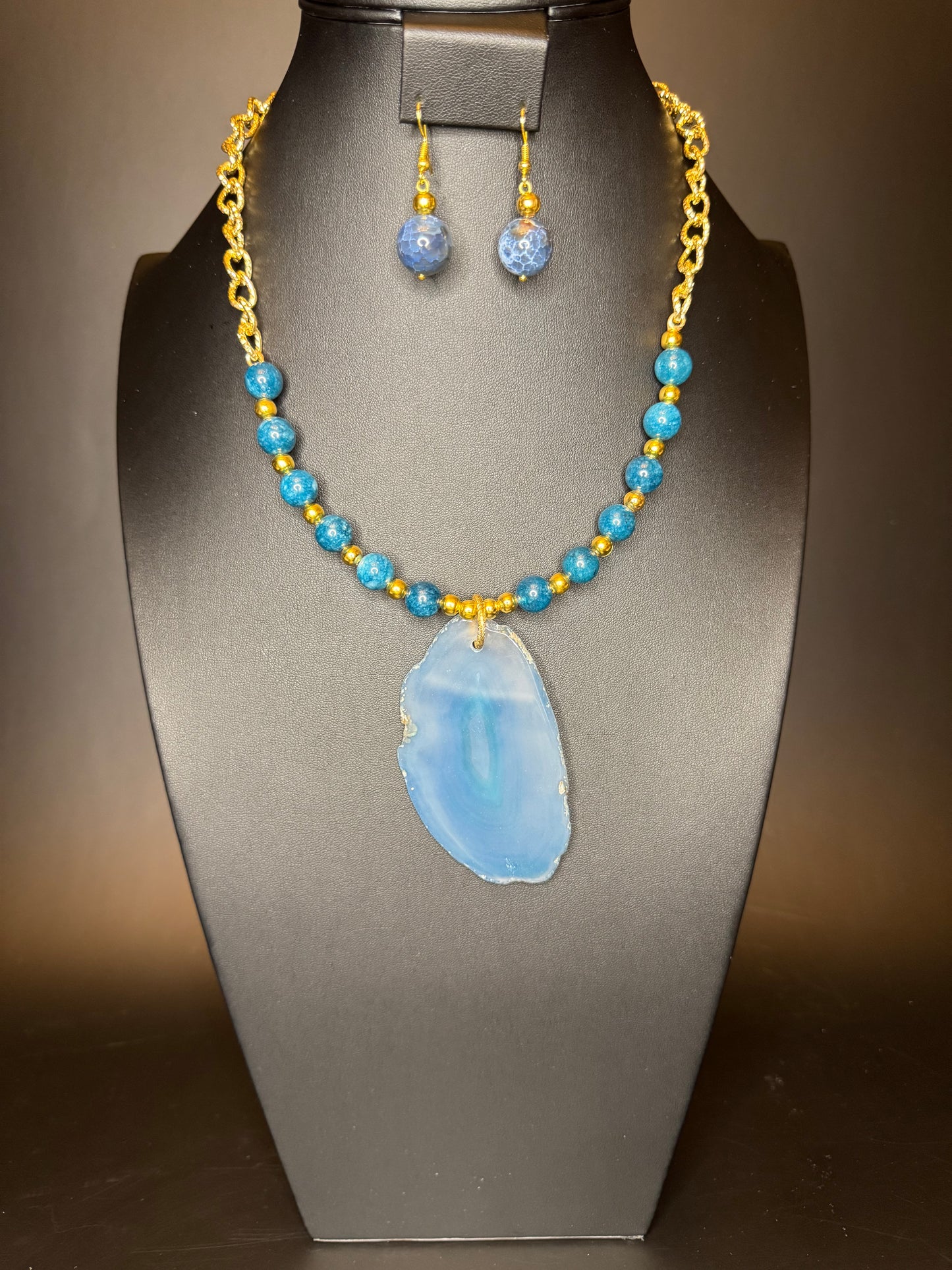 Blue Apatite Necklace & Earrings