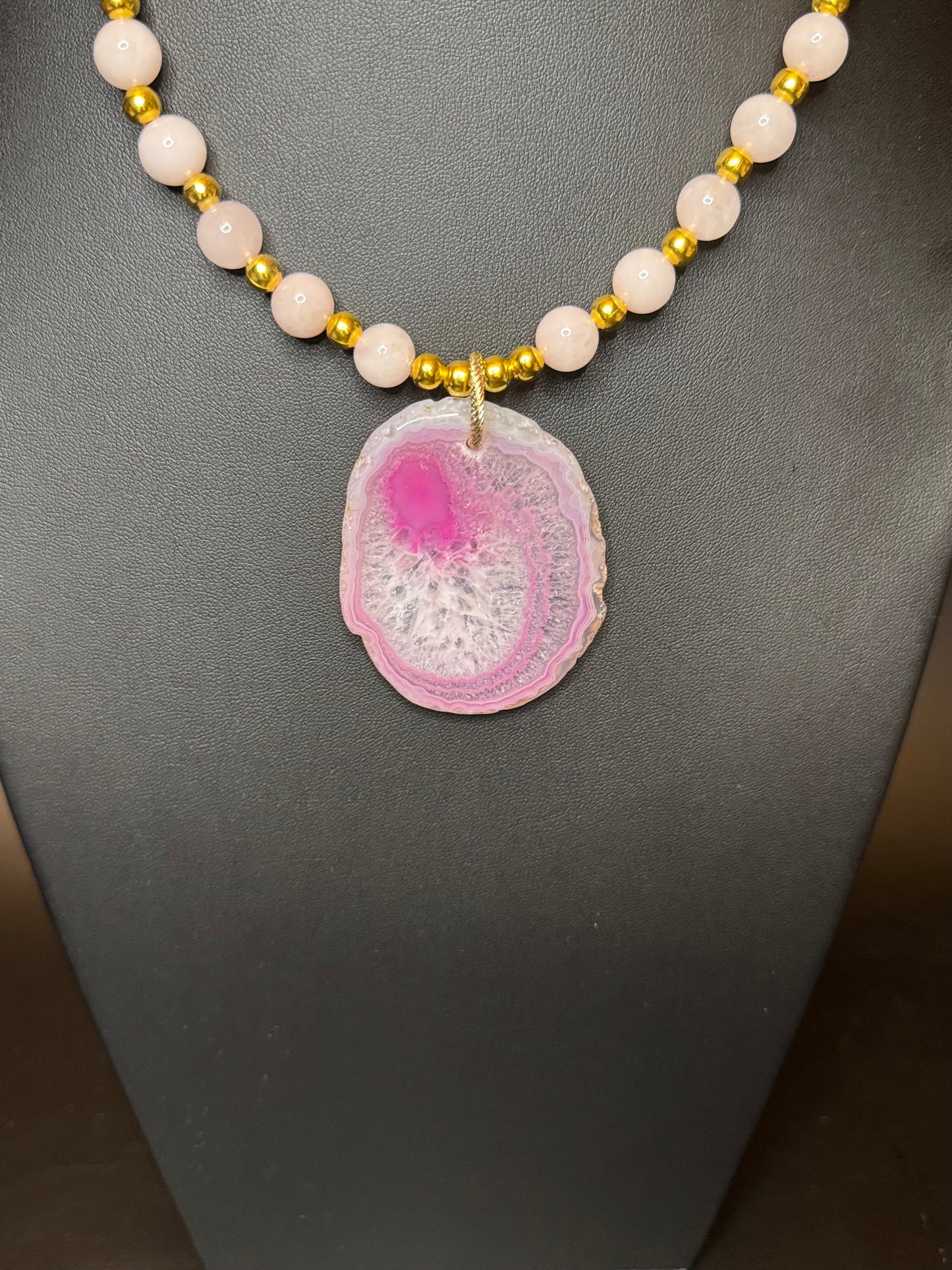 Rose Quartz Necklace & Earrings