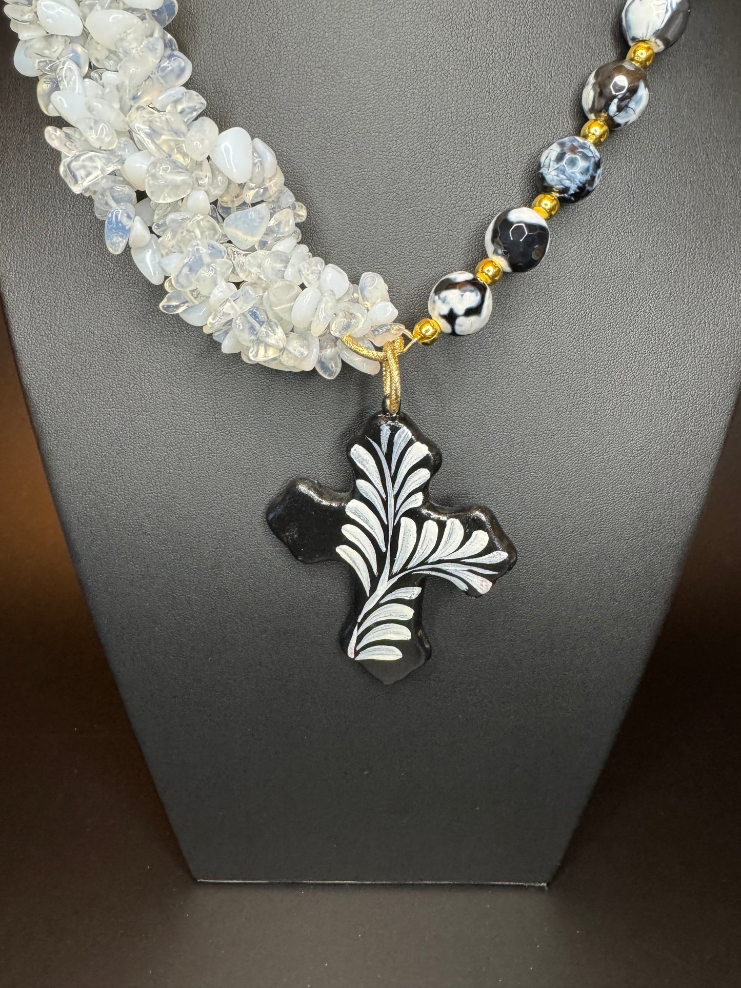 Moonstone Cross Necklace & Earrings