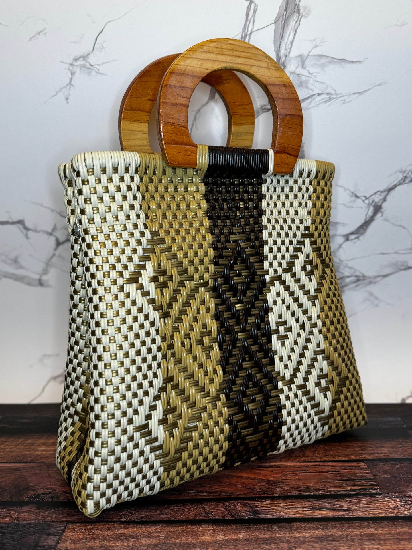 Large Handwoven Plastic Tote Bag