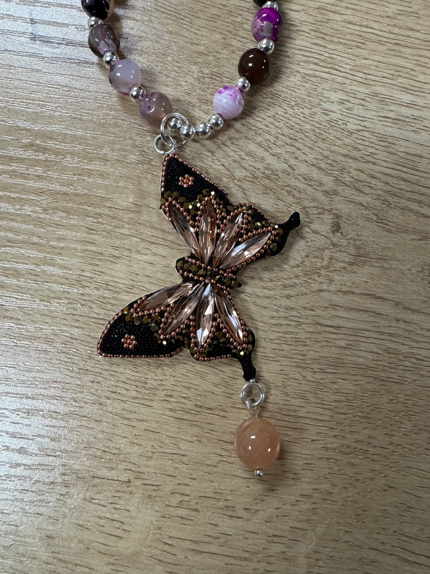 Mariposa Statement Necklace & Earrings - Rose Pink