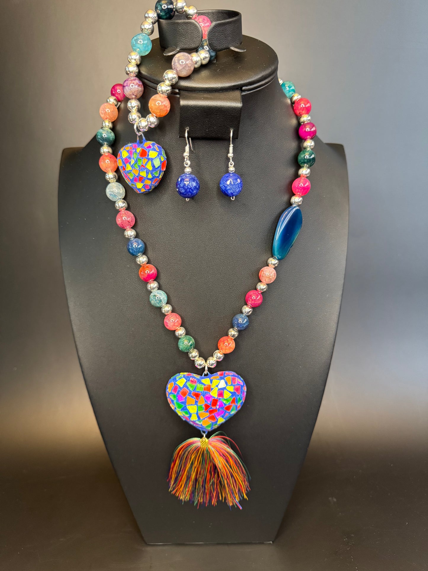 Corazon Vitral Agatas Multicolor Set