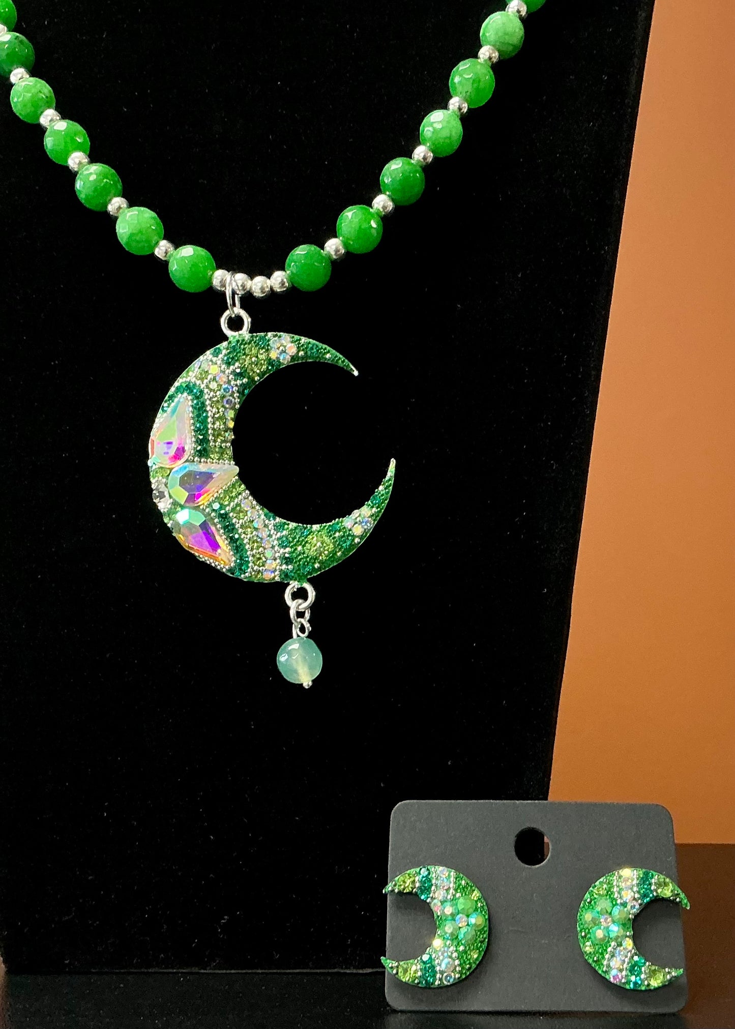 Luna Statement Necklace & Earrings - Green