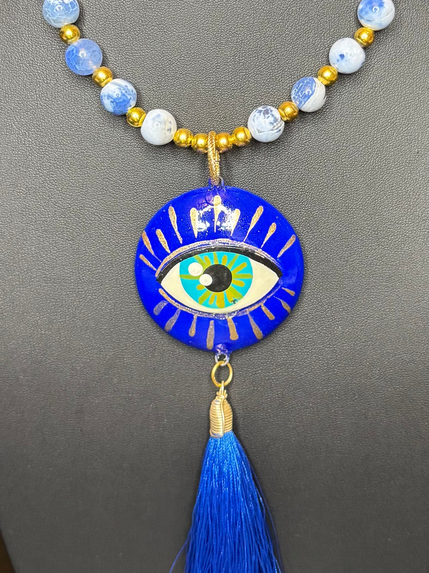 Sodalite Eye Necklace w/ Earrings