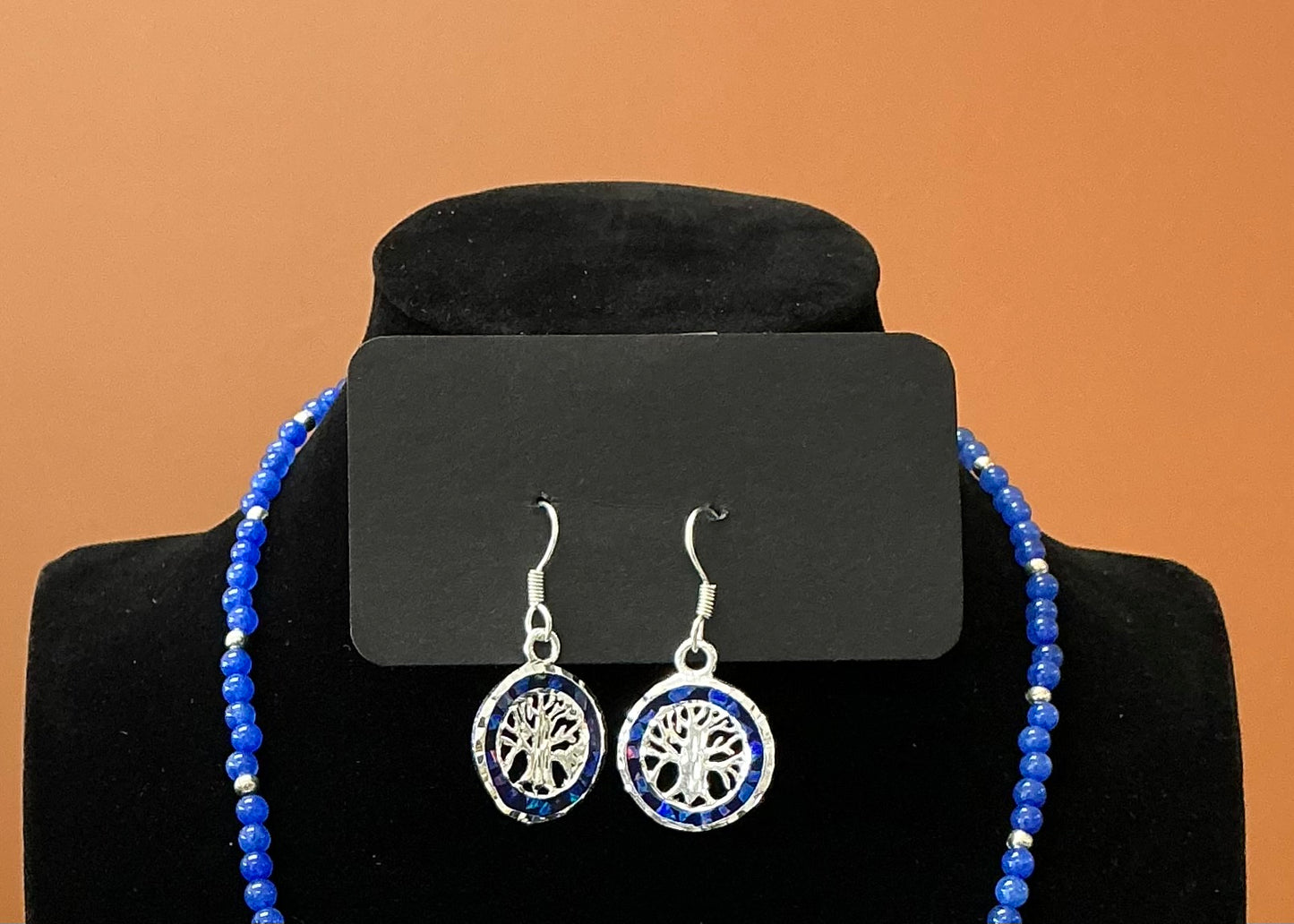 Tree of Life Necklace & Earrings - Blue