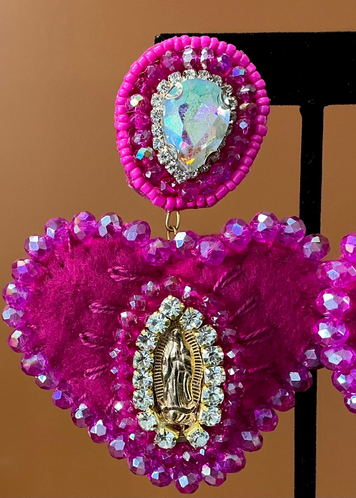 Virgin de Guadalupe Cushion Earrings - Pink