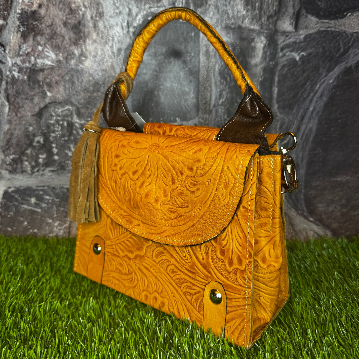 Regina Leather Handbag, Yellow