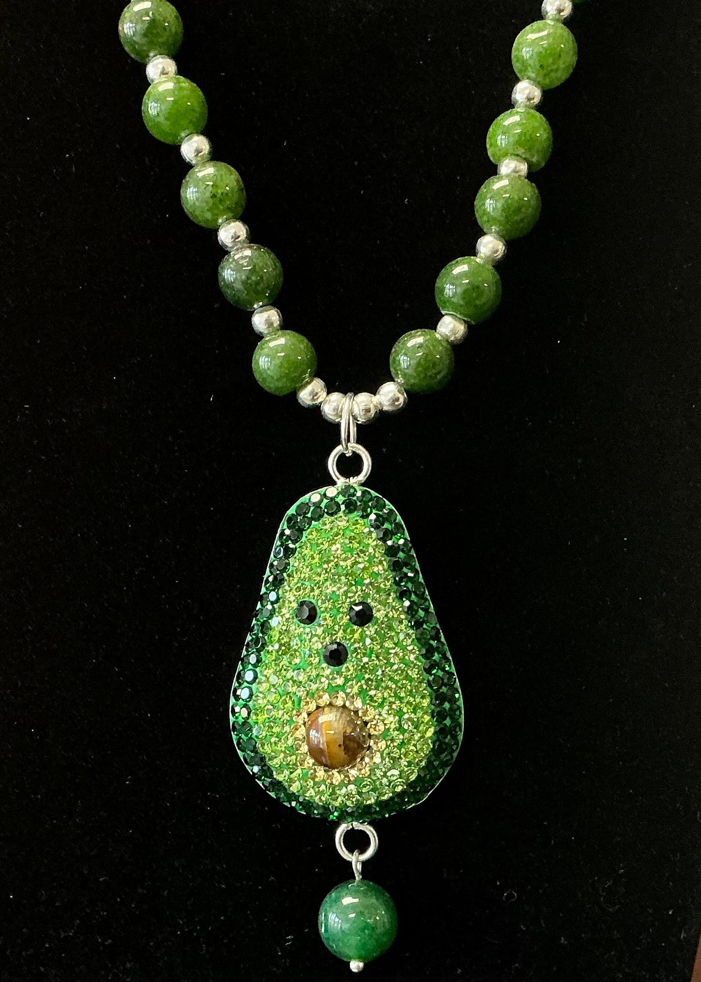 Avocado Necklace & Earrings - Dark Green