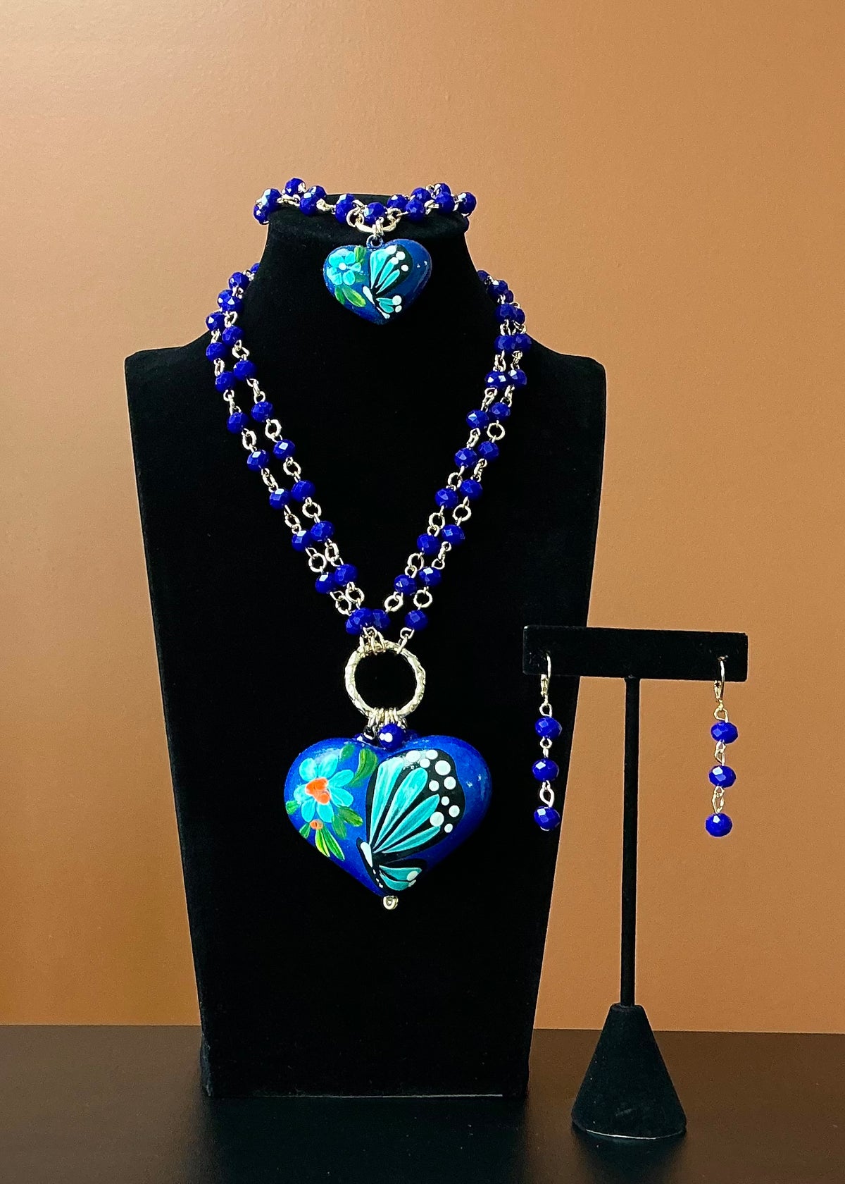 Corazón Pintado Necklace Set - Blue