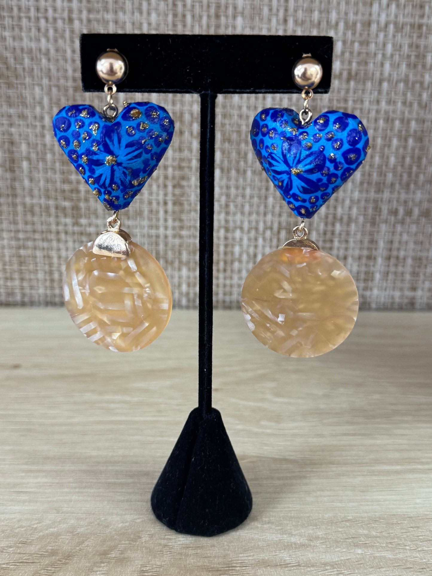 Azul Rey Corazón Statement Earrings