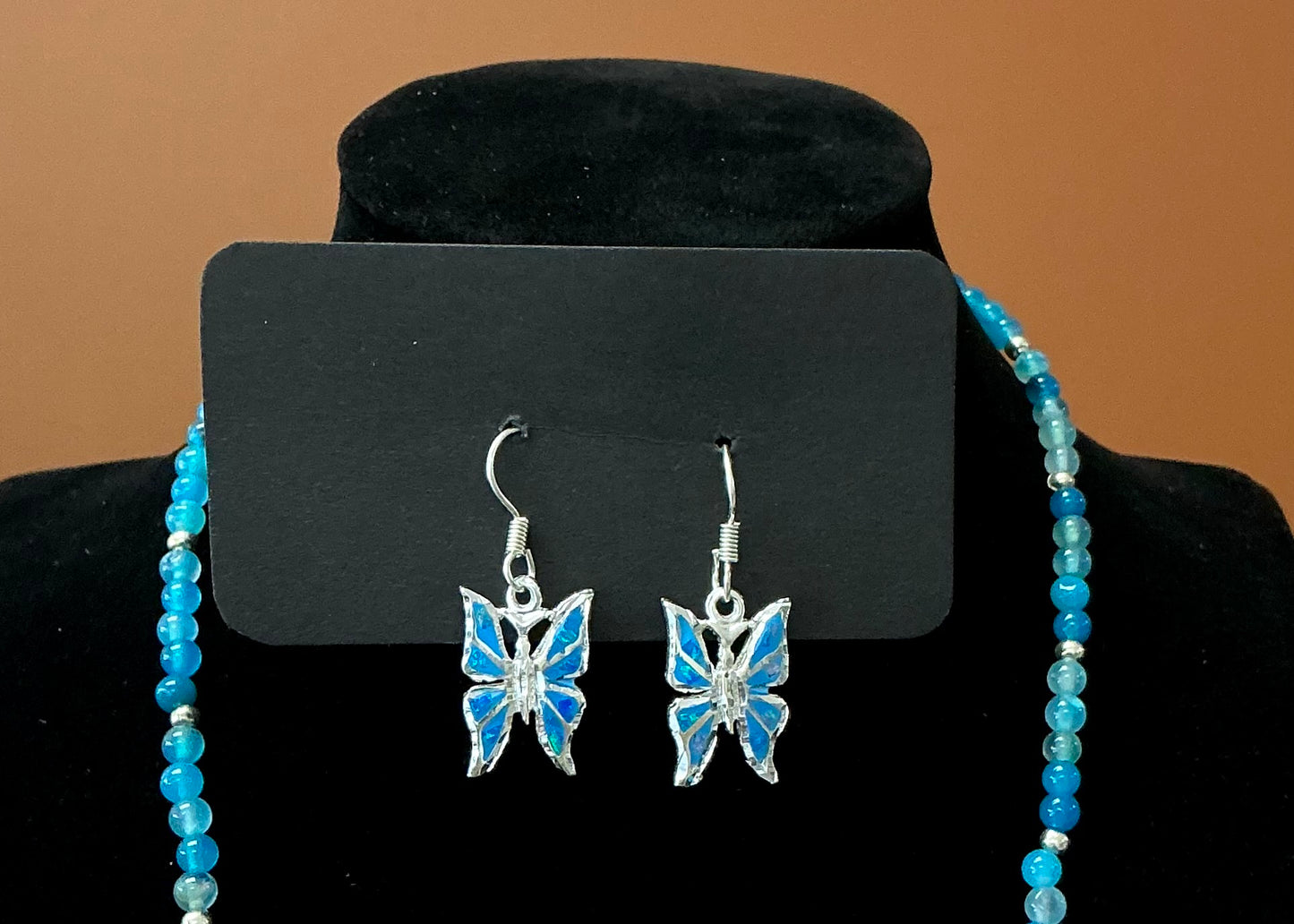 Butterfly Necklace & Earrings - Sky Blue