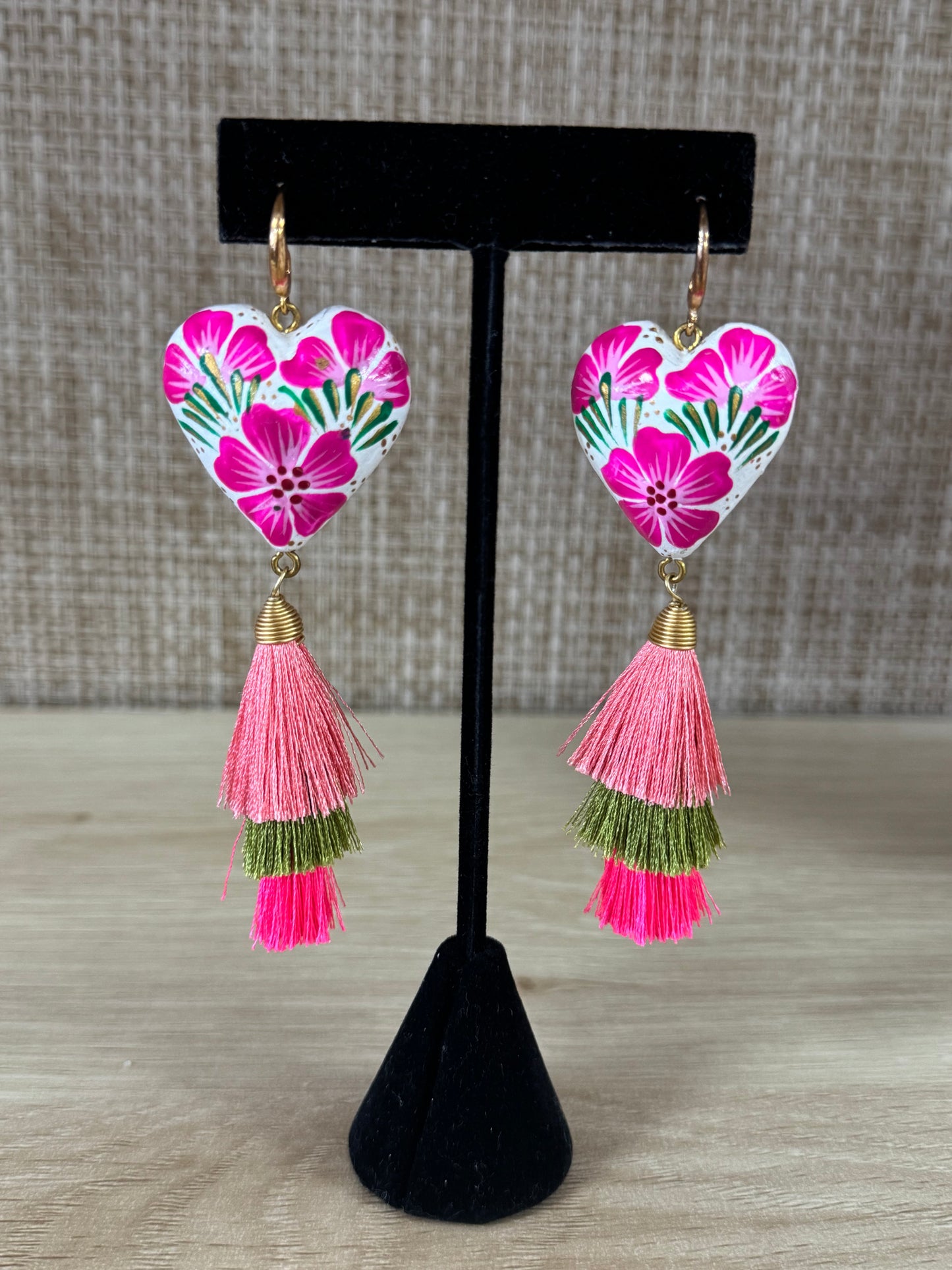 Floral Corazón Tassel Earrings