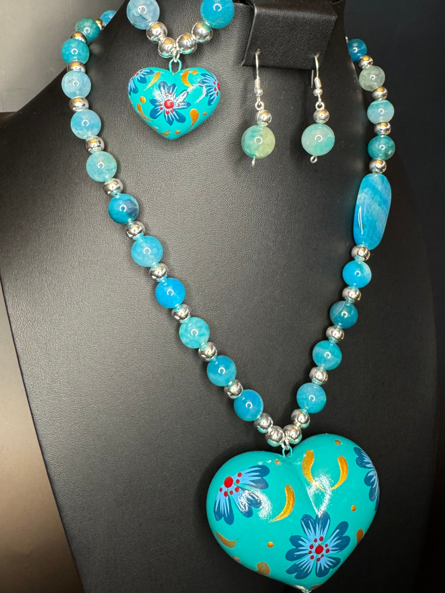 Aquamarine Corazon Pintado Set