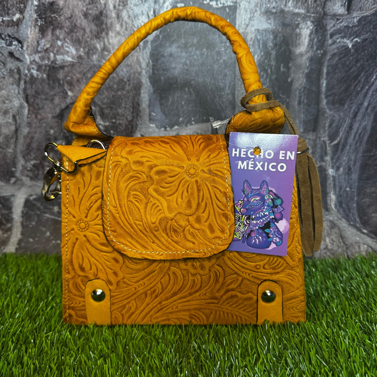 Regina Leather Handbag, Yellow