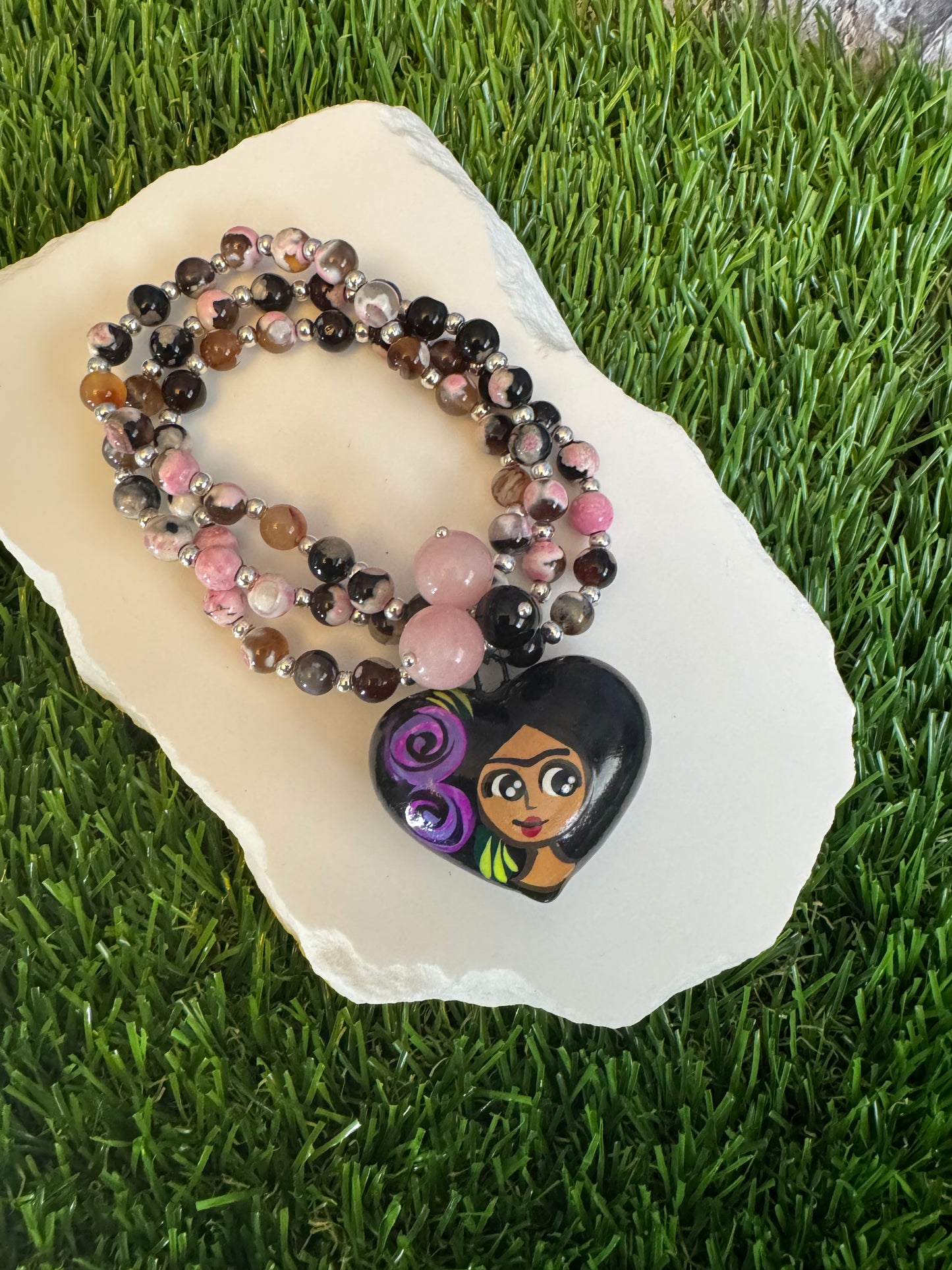 Frida Corazon Pintado Rhodonite Bracelet