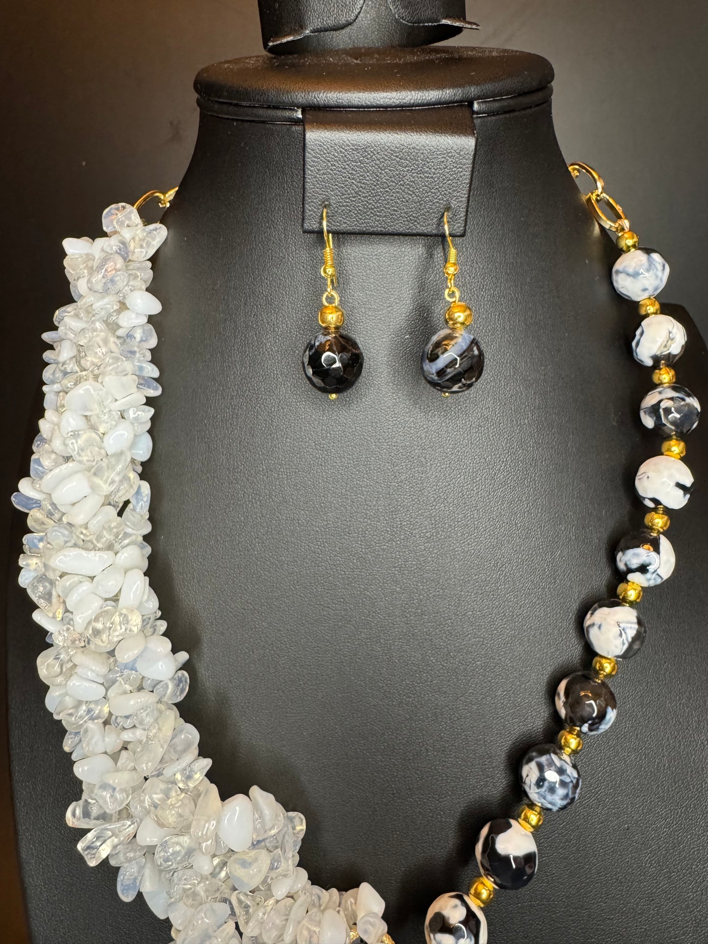 Moonstone Cross Necklace & Earrings