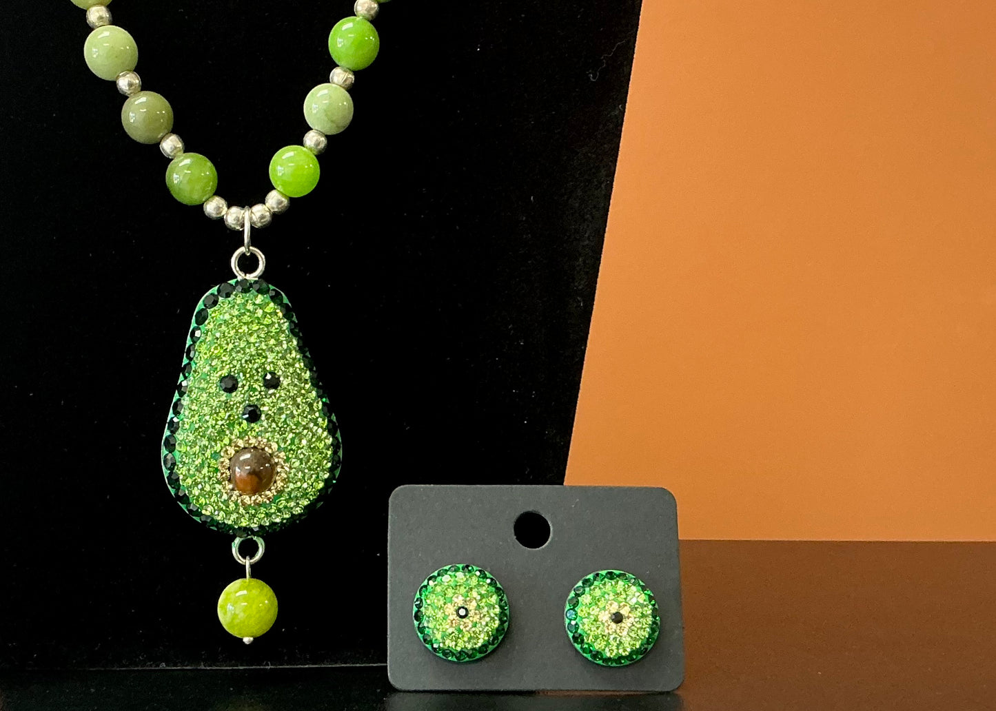 Avocado Necklace & Earrings