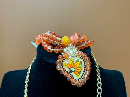 Corazón Sagrado - Orange Jewelry Set