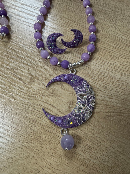 Luna Statement Necklace & Earrings - Lilac