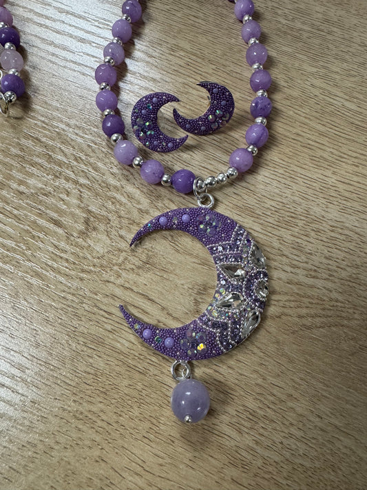 Luna Statement Necklace & Earrings - Lilac