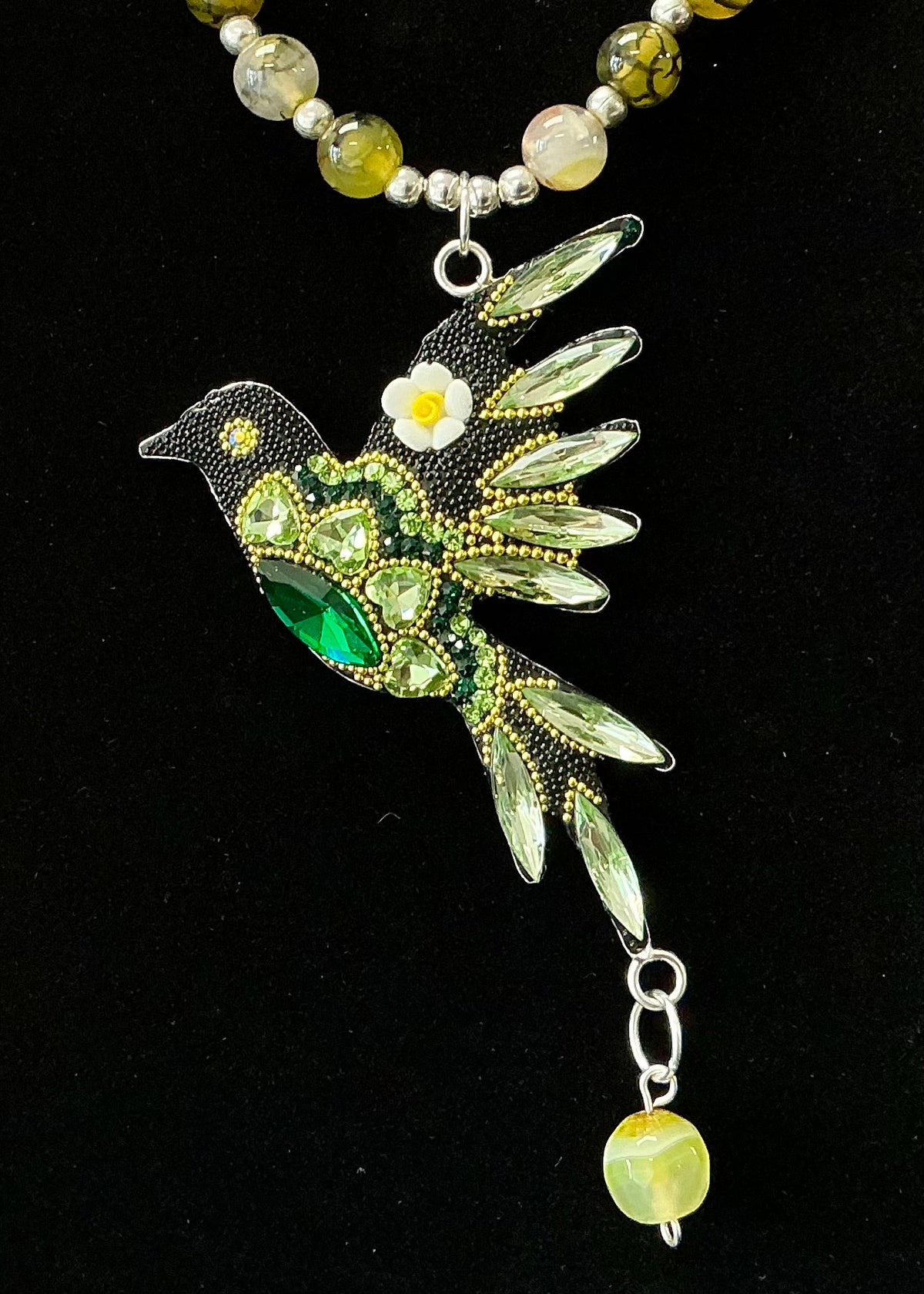 Hummingbird Necklace & Earring Set - Green