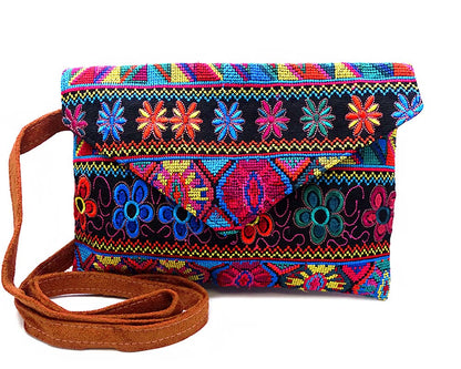 Embroidered Huipil Envelope Crossbody Bag