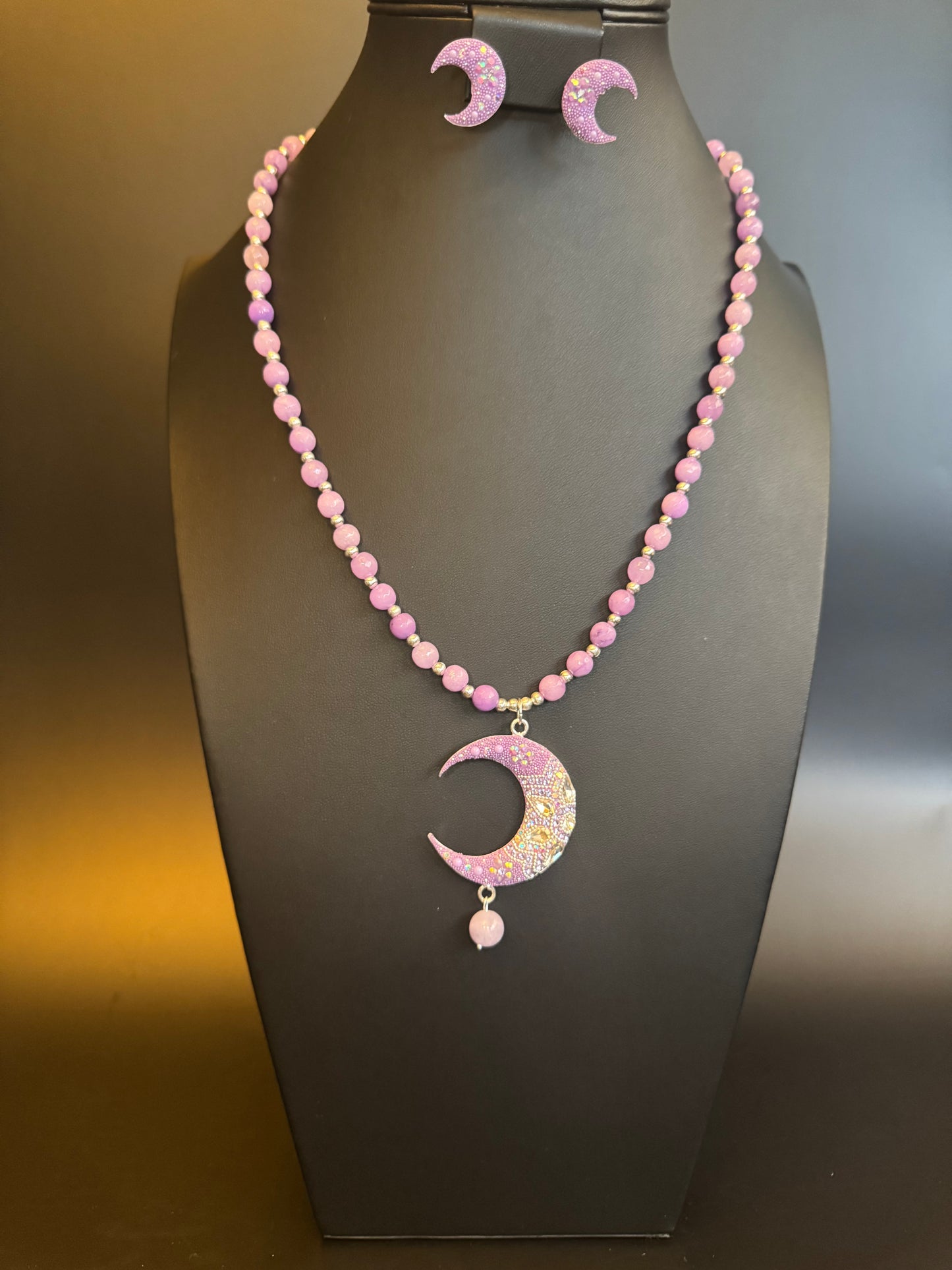 Luna Statement Necklace & Earrings - Lilac