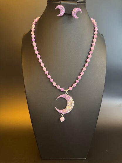Luna Statement Necklace & Earrings - Lilac