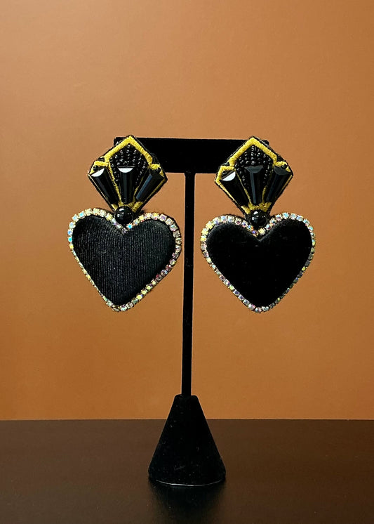 Corazón Sagrado Cushioned Earrings - Black