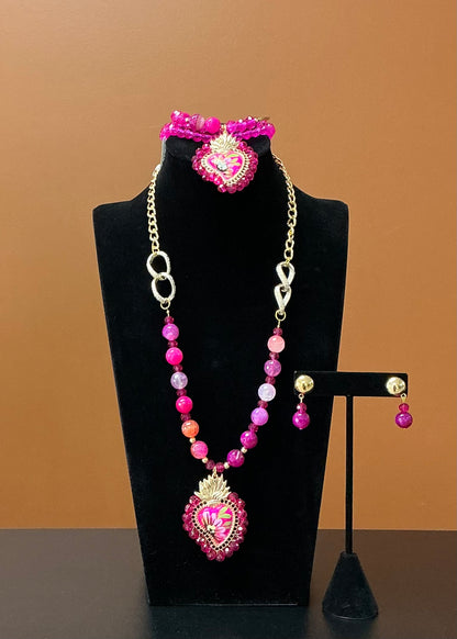 Corazón Sagrado - Pink Jewelry Set