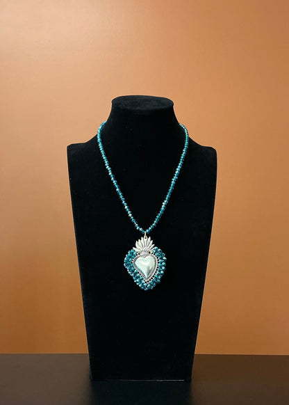 Corazón Sagrado Necklace - Teal