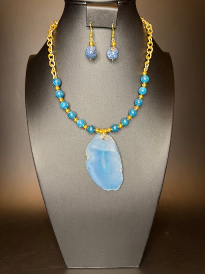 Blue Apatite Necklace & Earrings