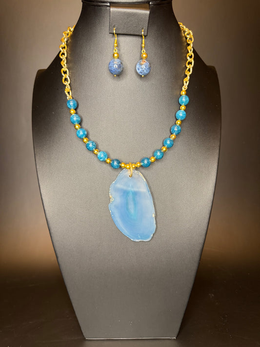Blue Apatite Necklace & Earrings