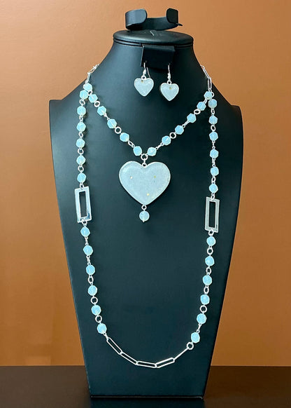 Moonstone Heart Necklace & Earrings