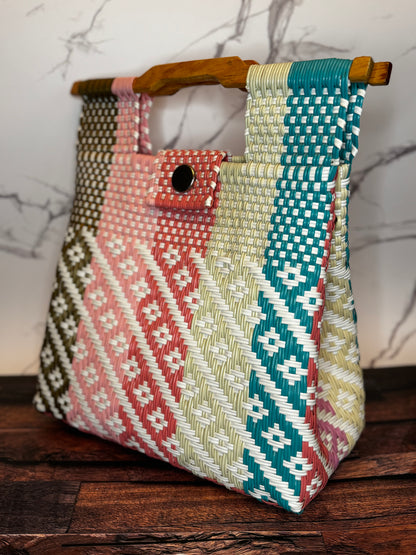 Large Handwoven Plastic Tote Bag