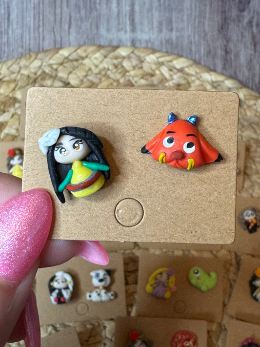 Mulan & Mushu Stud Earrings