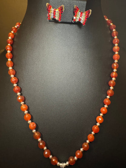 Mariposa Statement Necklace & Earrings - Red