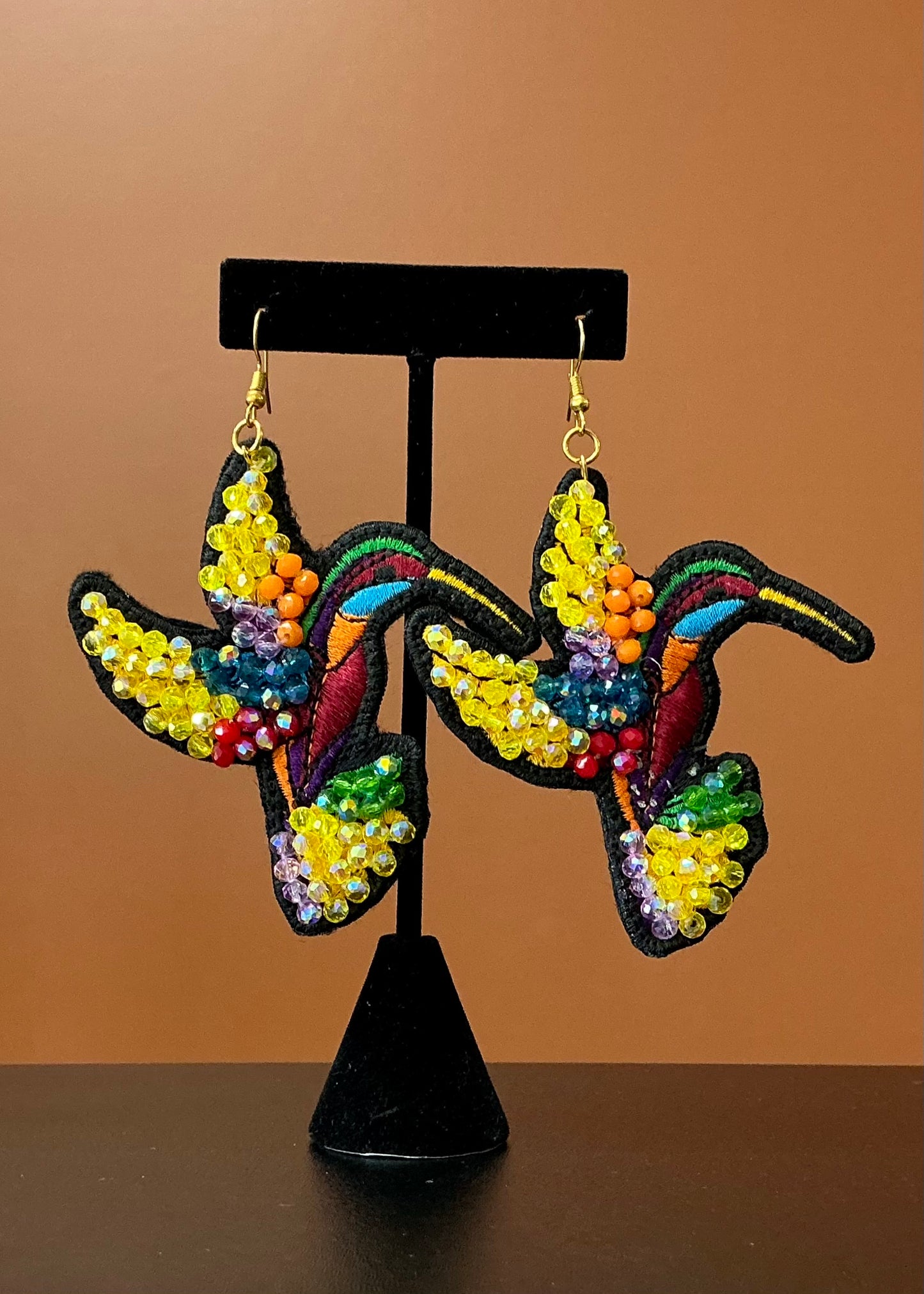 Hummingbird Embroidery Earrings