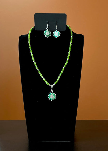 Sol Statement Necklace & Earrings - Green