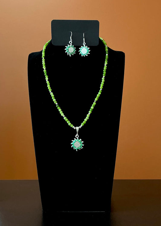 Sol Statement Necklace & Earrings - Green