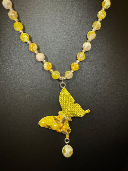 Mariposa Statement Necklace & Earrings - Yellow