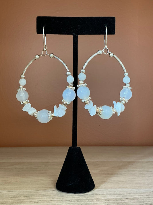 White Pebbles - Hoop Earrings