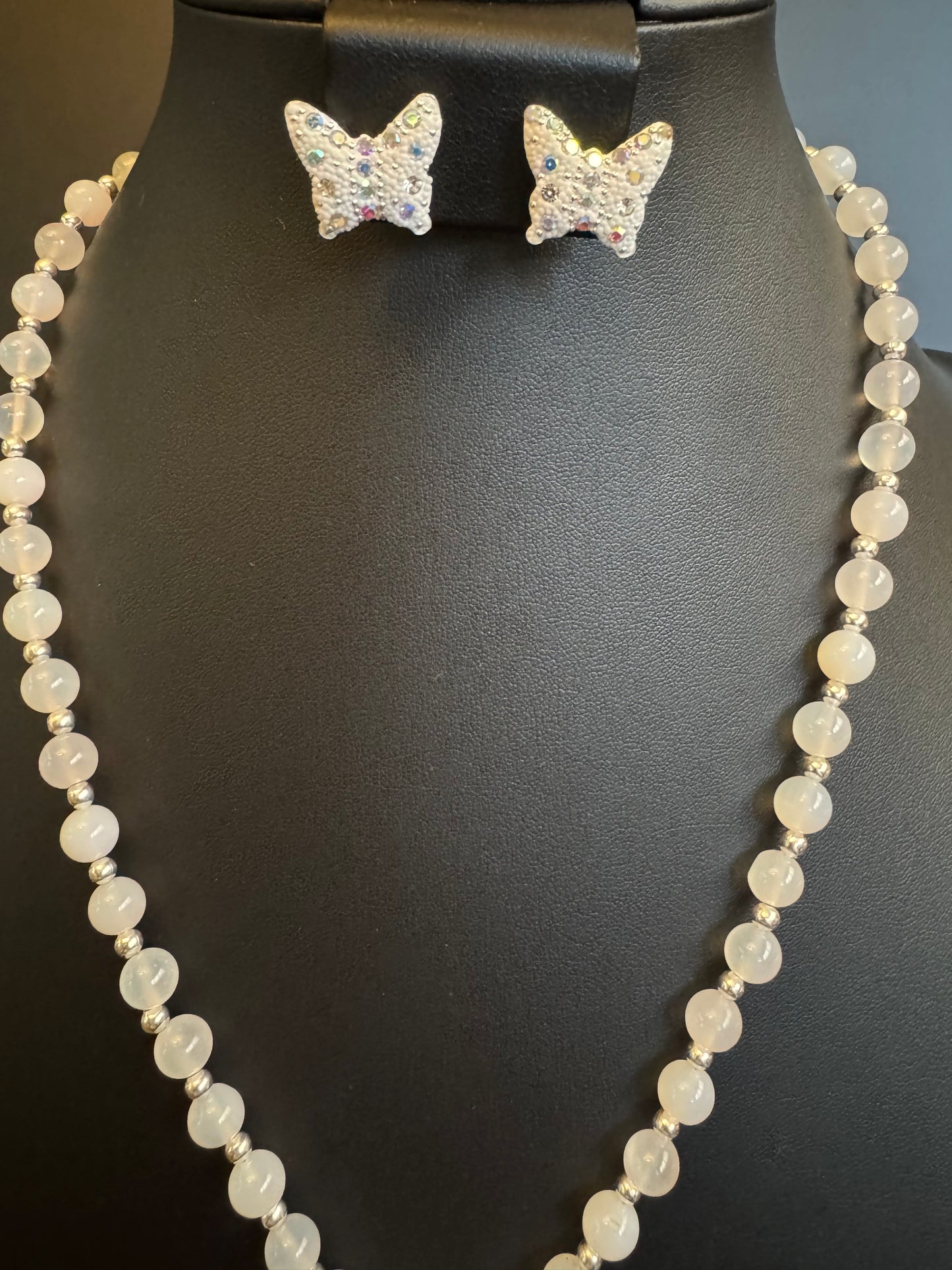 Mariposa Statement Necklace & Earrings - Blanco