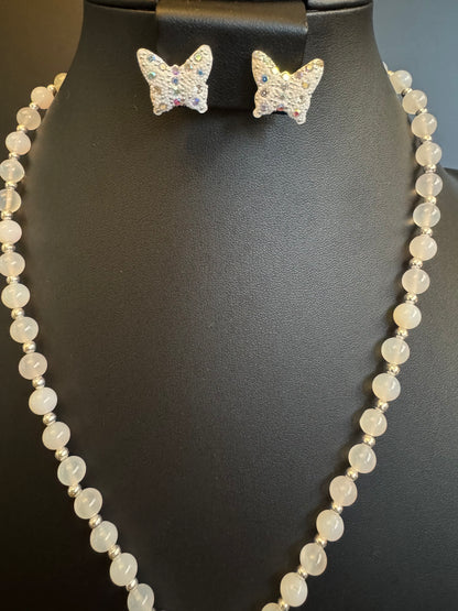 Mariposa Statement Necklace & Earrings - Blanco