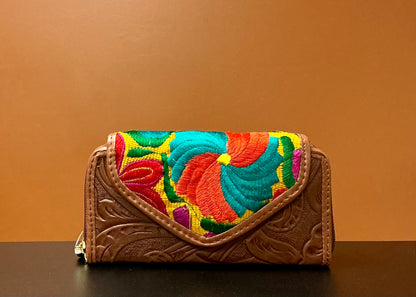 Embroidered Mexican Leather Wallet
