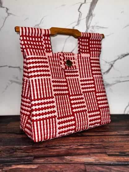 Large Handwoven Plastic Tote Bag